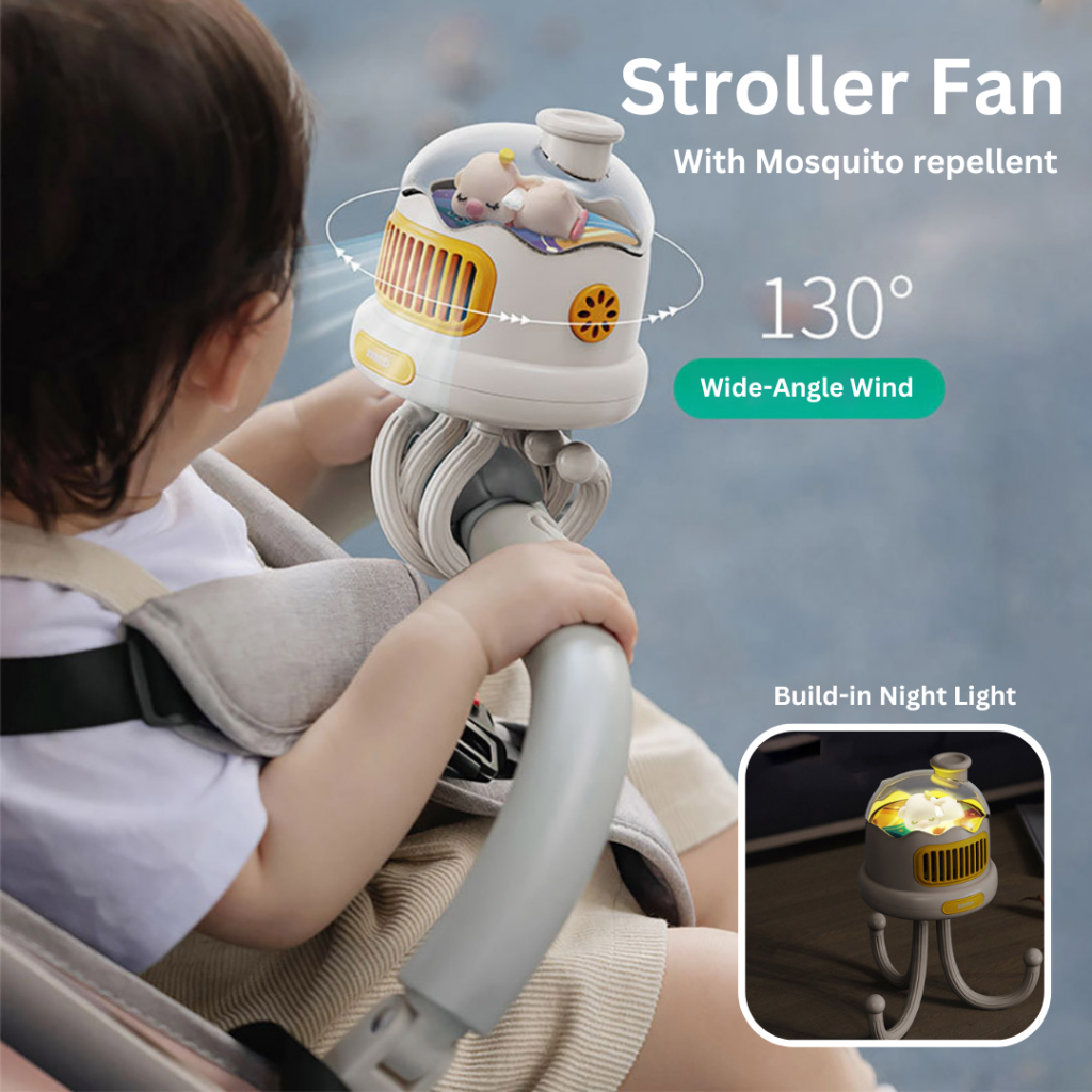 Baby Kids Leafless Oscillating Mini Threespeed Airflow Night Light