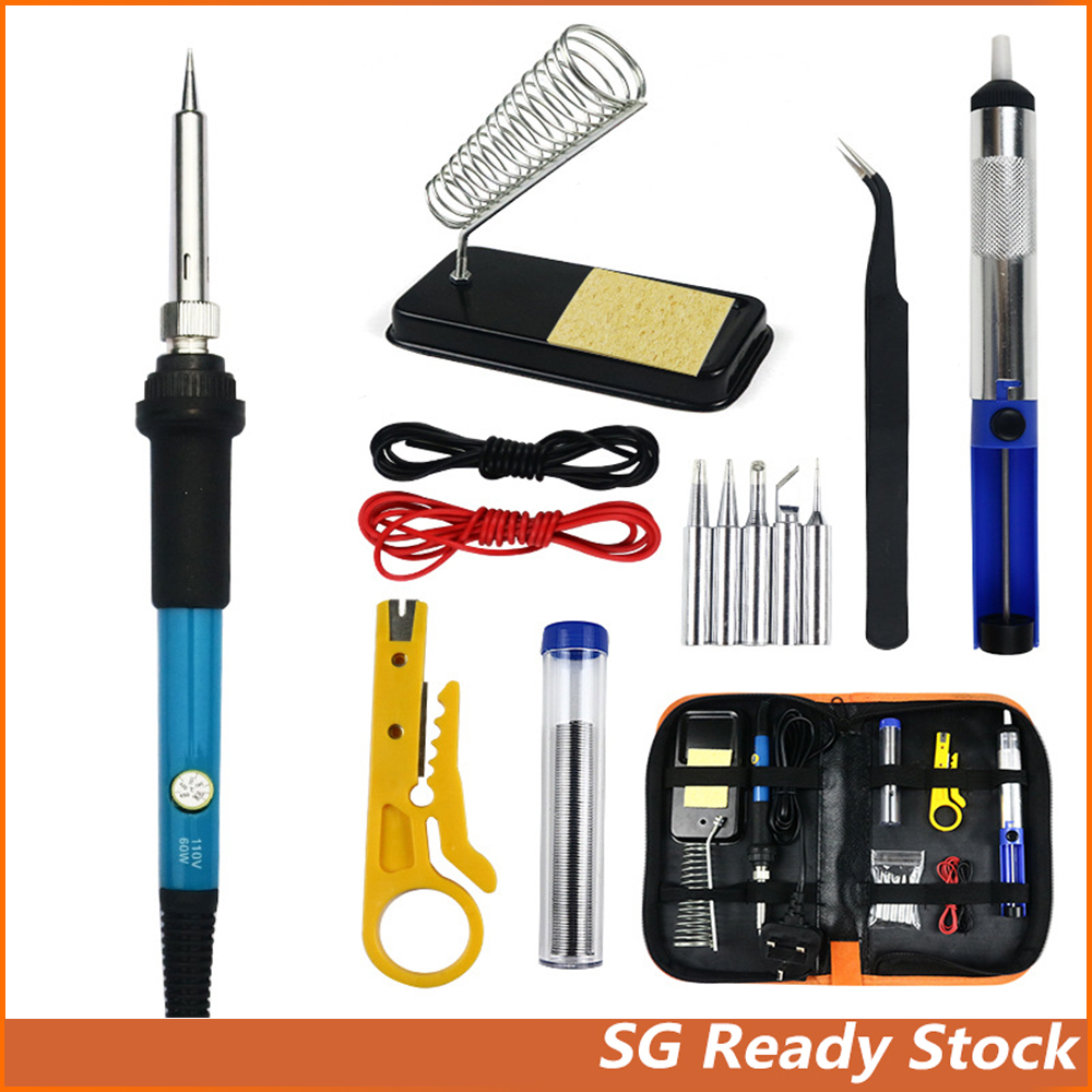 [SG Stock]Soldering Iron Kit Electronics 15 Pieces Set 60W Adjustable