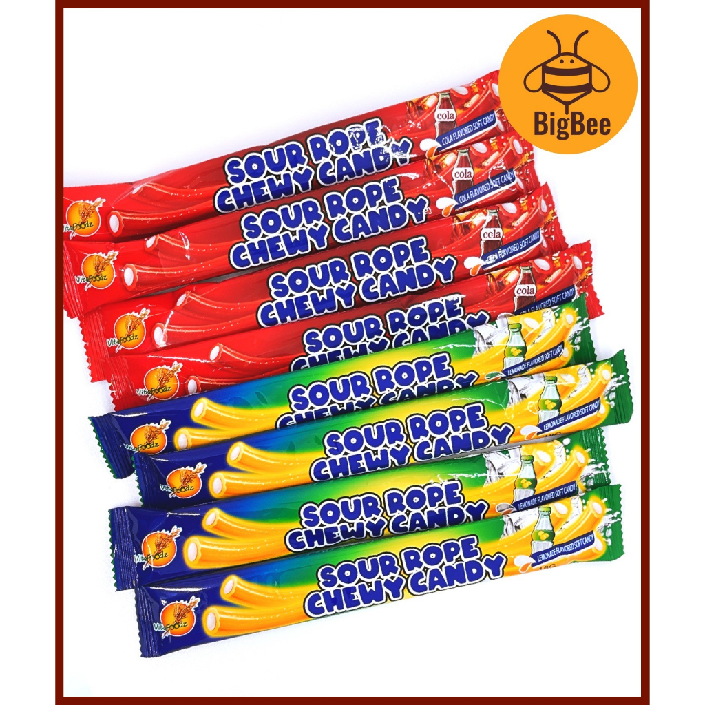 VitaFoodz Sour Rope Chewy Candy 18g x 8pcs Cola / Lemonade Flavored