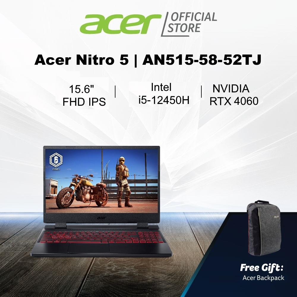 [NVIDIA RTX 4060] Acer Nitro 5 AN515-58-52TJ 15.6” FHD IPS 144Hz Gaming Laptop | Intel Core i5-12450H