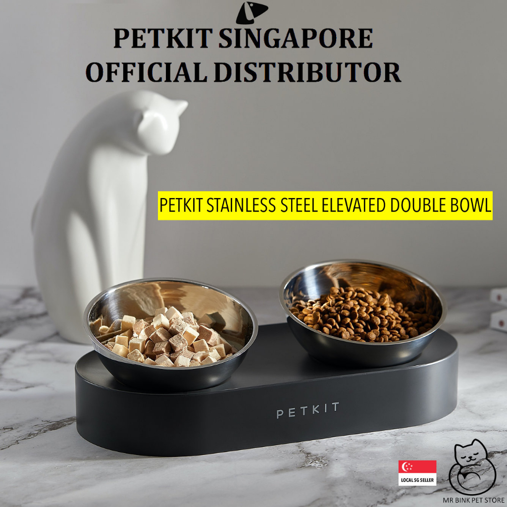 Same Day Delivery PETKIT Double Stainless Steel Elevated Bowl