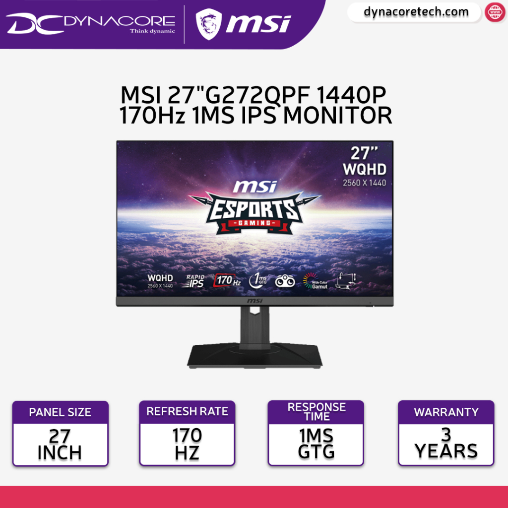 【24-Hr Delivery】MSI G272QPF 27