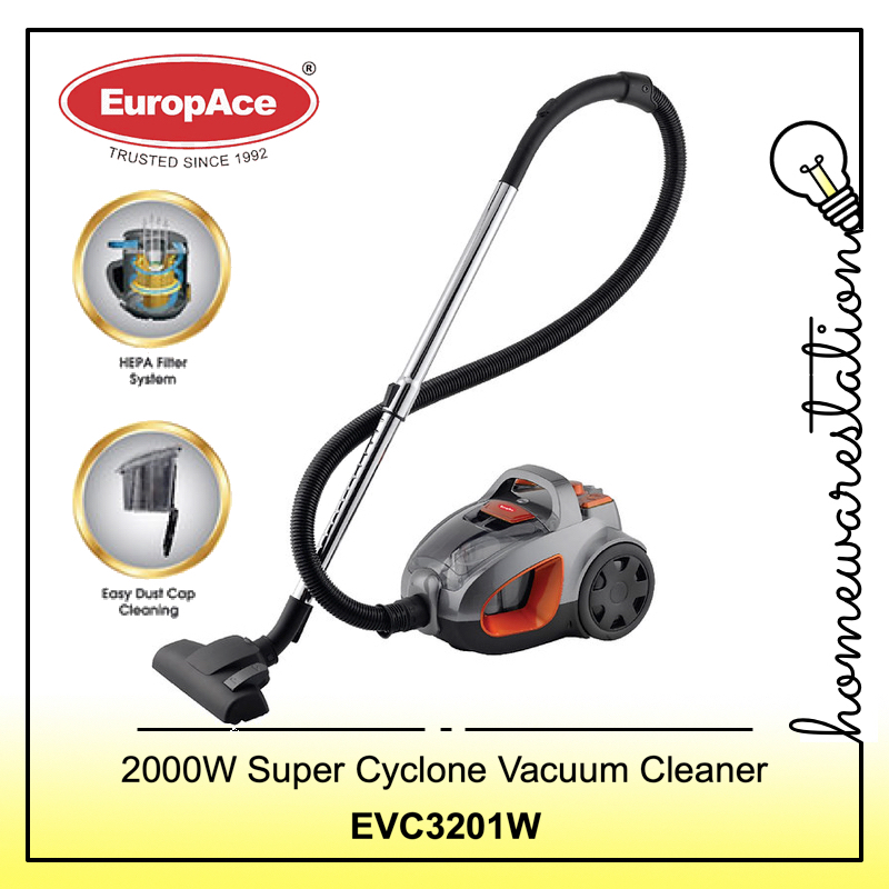 Europace 2000W Super Cyclone HEPA Bagless Vacuum Cleaner EVC3201W EVC