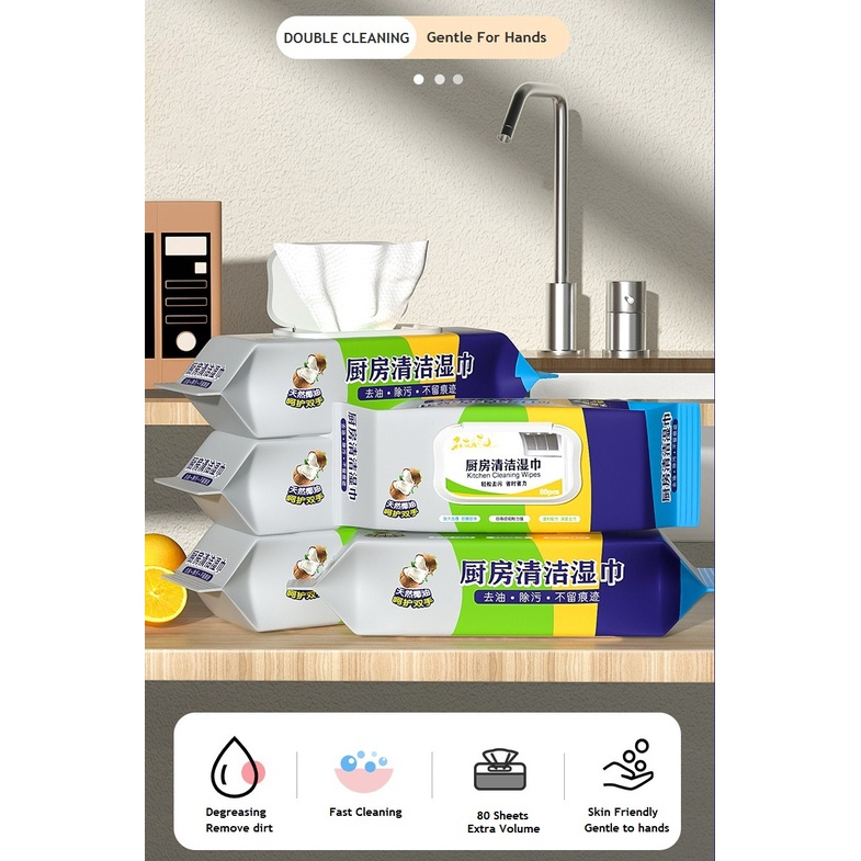 PRICE DROP 80PCS Reusable Kitchen Wet Wipes Oil and Grease Cleaning