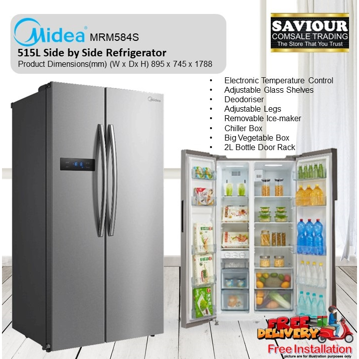 Midea MRM584S 515L Side by Side Refrigerator Shopee Singapore