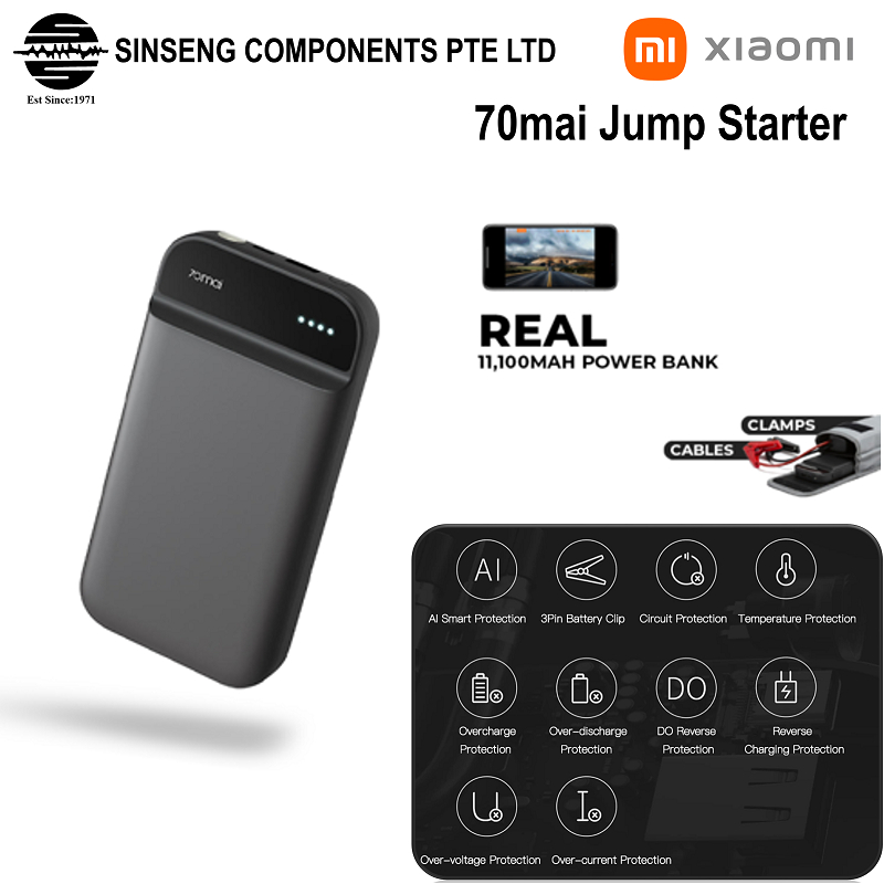 Xiaomi 70mai Car Jump Starter 11000mAh Auto Buster Car Emergency Booster Battery PowerBank Functions MiDrive PS01 Shopee Singapore
