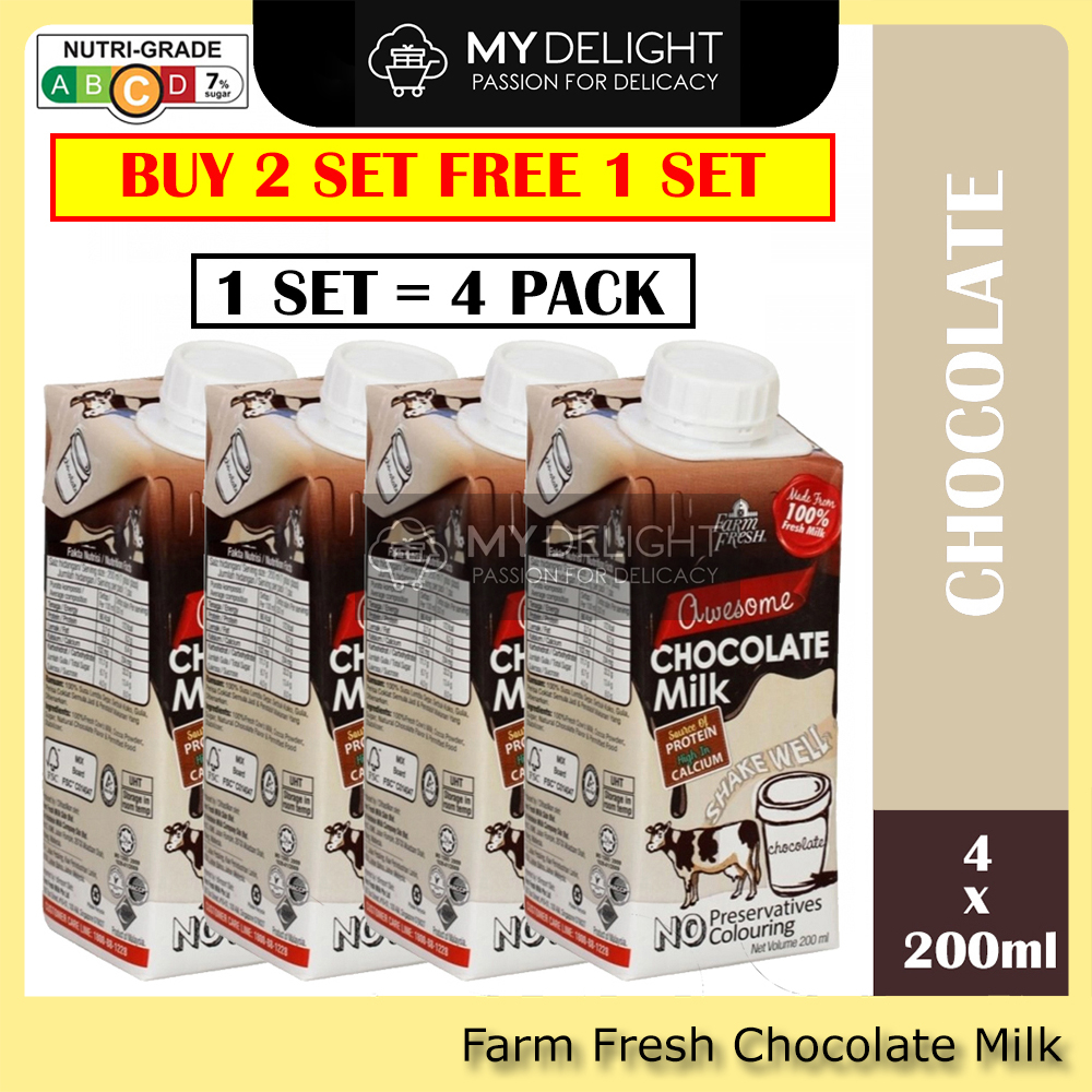 (4 x 200ml) Farm Fresh Chocolate Milk Premium UHT Magnolia Marigold