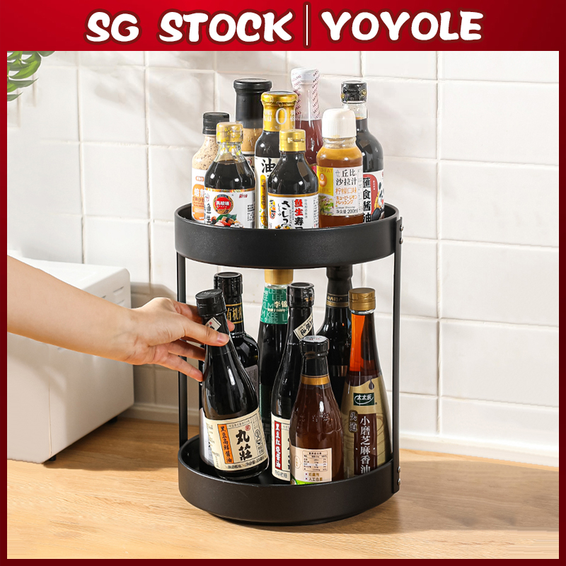 Rotating Spice Rack Kitchen Spice Rack Sink Organiser Shelf Microwave ...