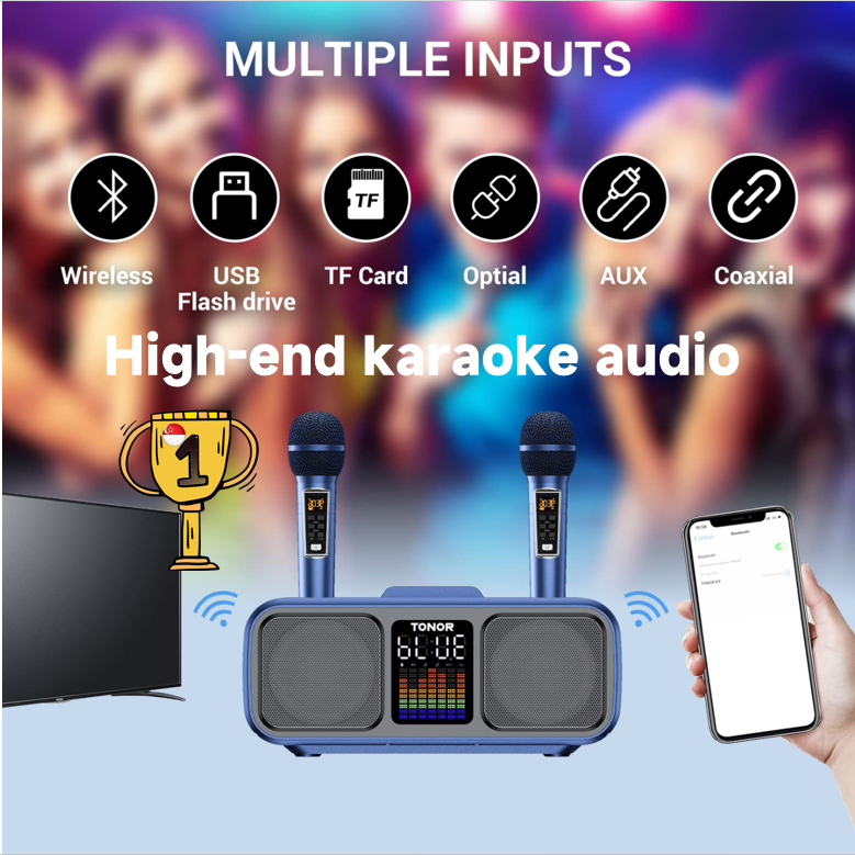 Wireless Bluetooth Speaker Home KTV Karaoke Speaker With 2 Microphone ...