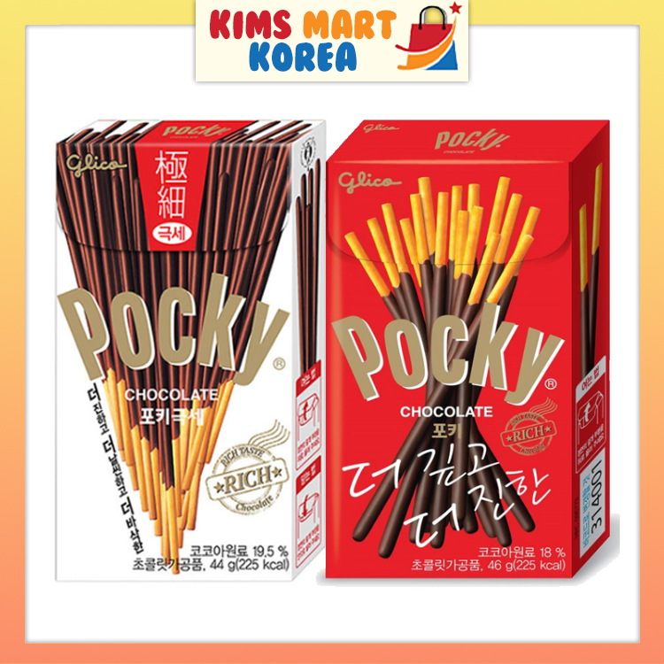 Glico Korean Pocky Chocolate Covered Stick Snack Original, Thin 44~46g ...