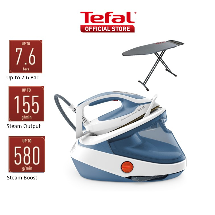 Tefal Pro Express Ultimate II Steam Generator with Ironing Board GV9710 ...