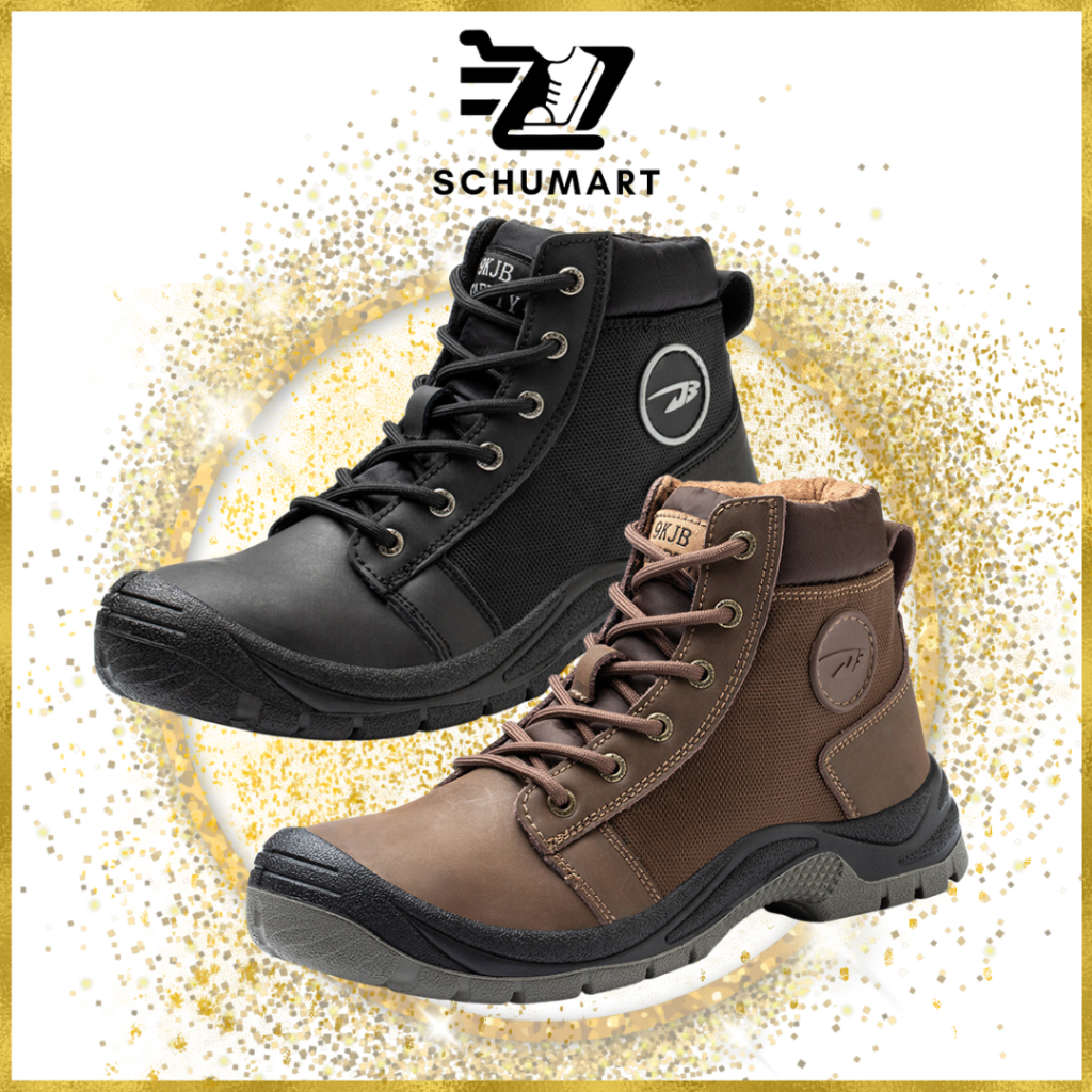 SG STOCK High Cut Leather Mix Men Safety Shoes Anti Pierce Safety Jogger Inspired Steel Toe Boots Work Shoes ZS009 Shopee Singapore
