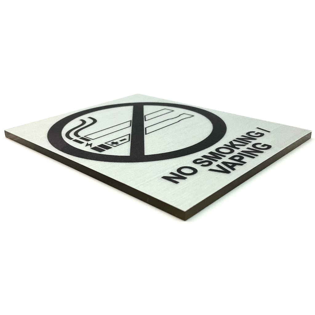 NO SMOKING / INHALE VAPOR SIGN/SIGNAGE | SILVER HAIRLINE | WARNING SIGN ...