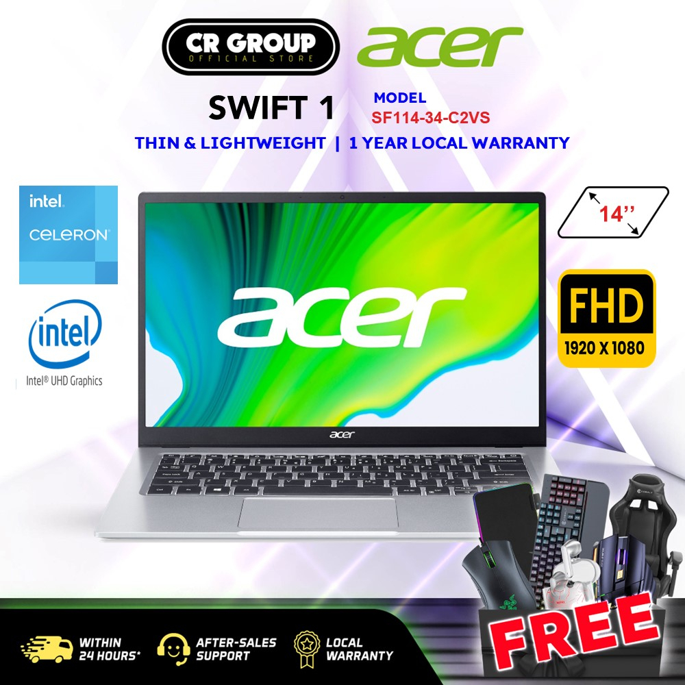 [CR GROUP X SHOPEE] Acer Swift 1 | Intel Celeron N5100 | Intel UHD Graphics | 14