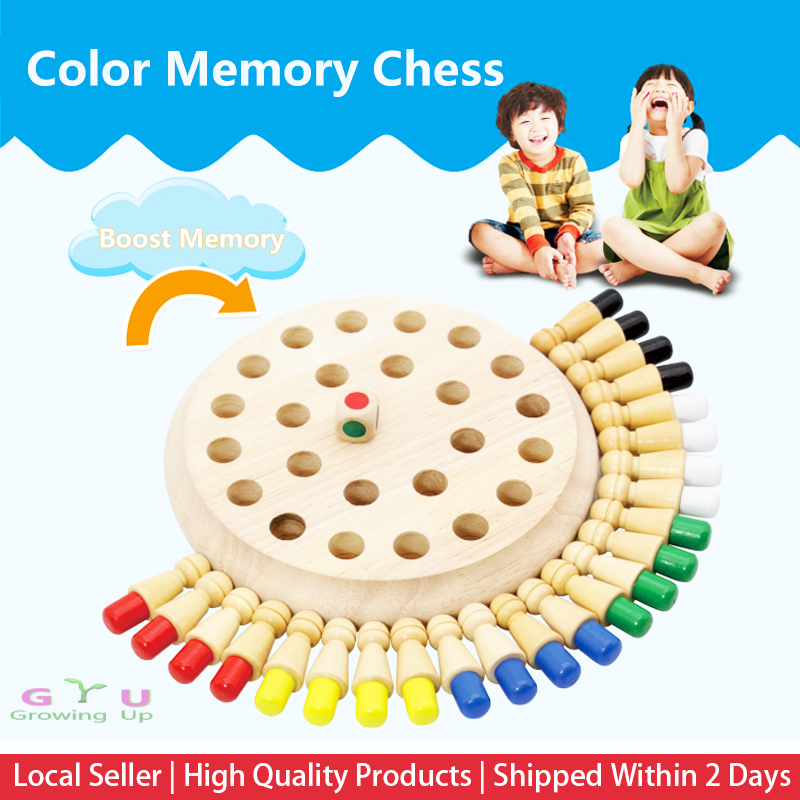 GU [SG STOCK] Color Wooden Memory Chess Matching Game Montessori Toys ...