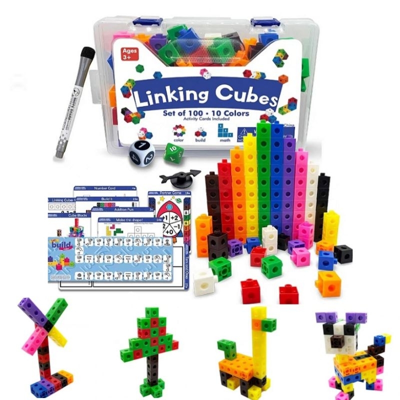 🇸🇬 100 Pcs Math Linking Cube Building Block Toy Educational Counting