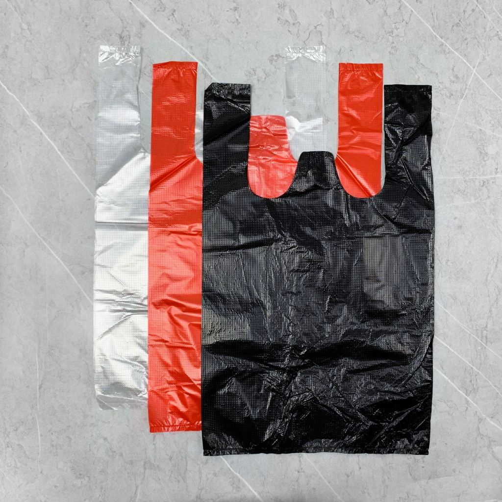 (SG Stock) 100pcs Cheap & Thick Plastic Bag 3 Colours Red Black