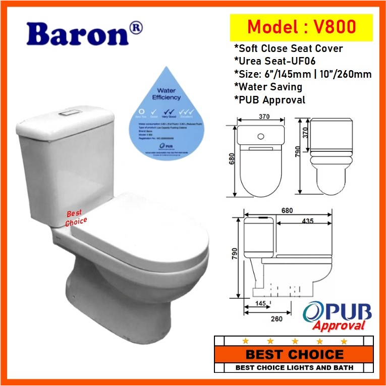 V800 Baron Toilet Bowl Soft Closing Seat Cover Shopee Singapore