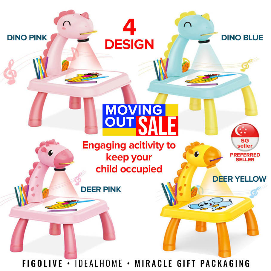 [Moving Out Sales] YIMATOYS Kids Projector Painting Table Toy with 24 drawing Patterns Christmas Gift / Birthday Gift