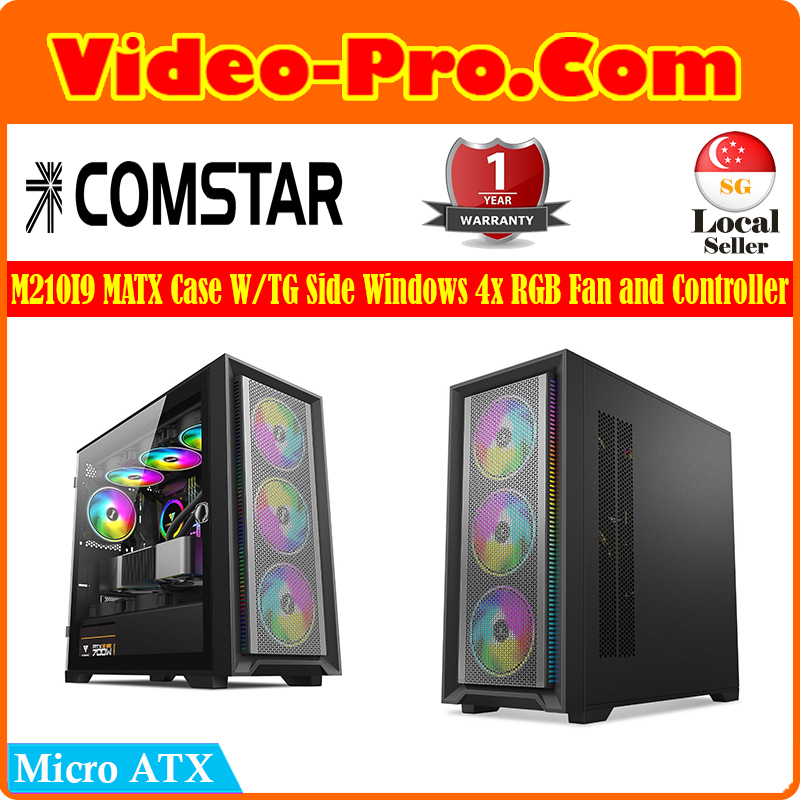 Comstars M210I9RGF MATX Case w/TG Side Windows 4xRGB Fan and Controller ...