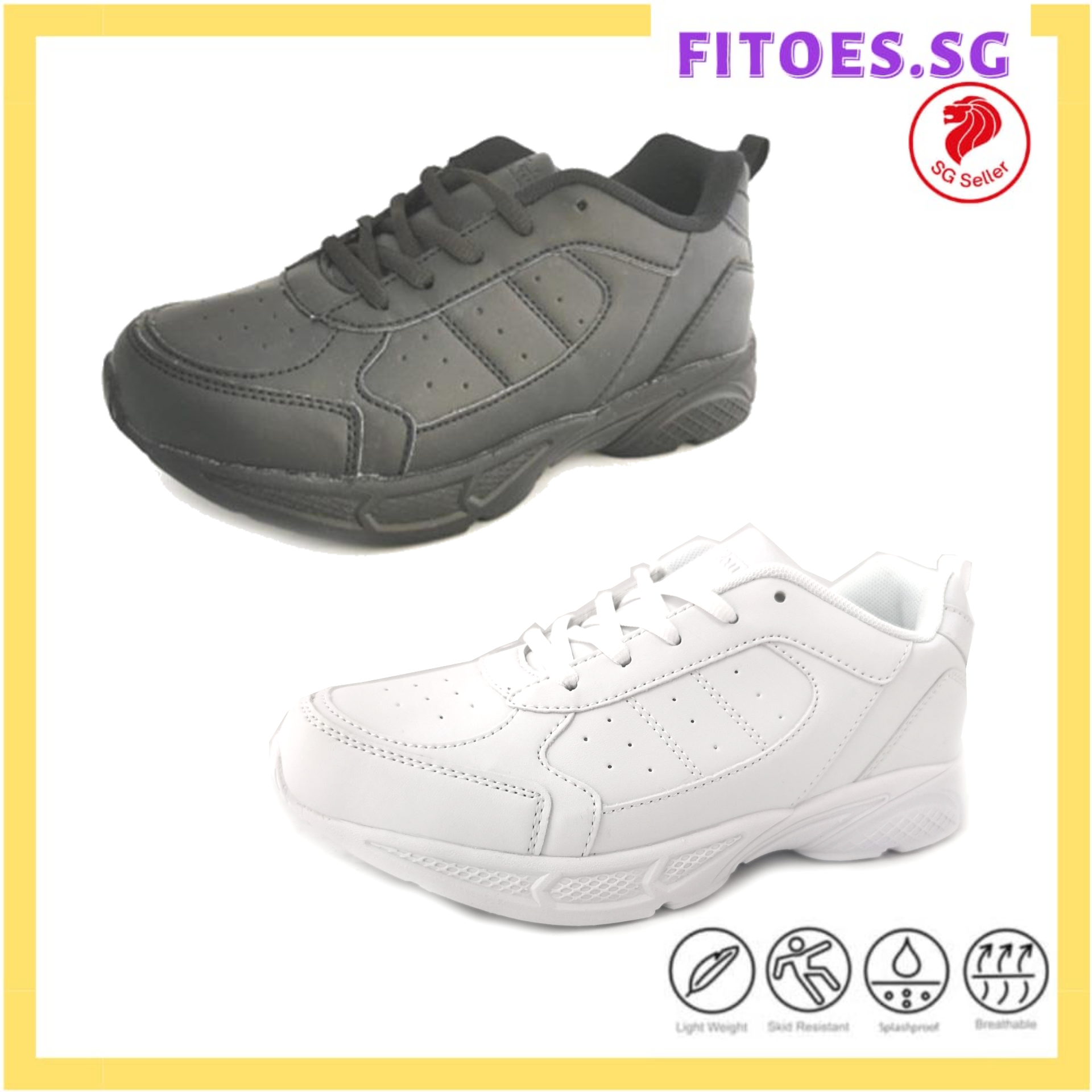 NECKERMANN 9141 Lace School Shoes White Black | Shopee Singapore