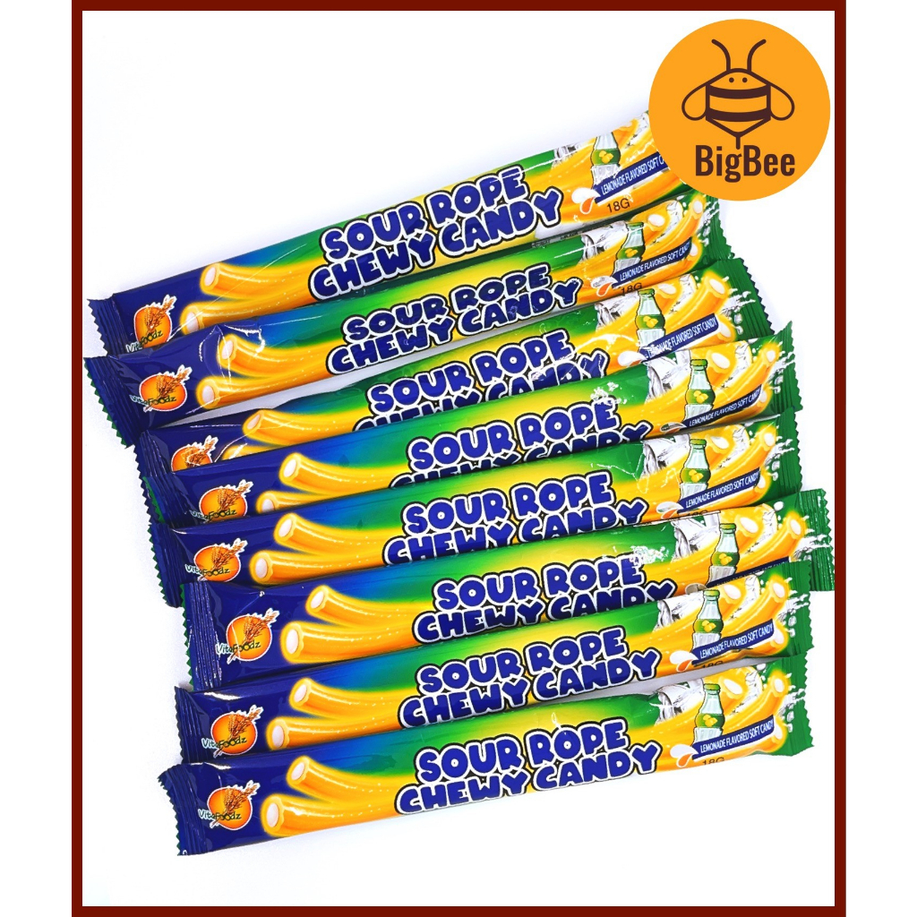 VitaFoodz Sour Rope Chewy Candy - 18g x 8pcs Cola / Lemonade Flavored ...