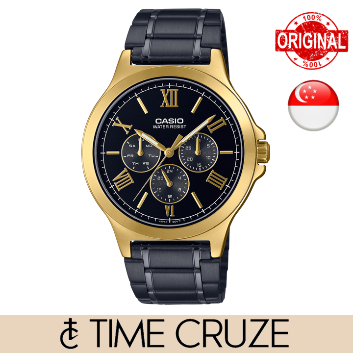 [Time Cruze] Casio MTP-V300 Analog Chronograph Black Stainless Steel ...