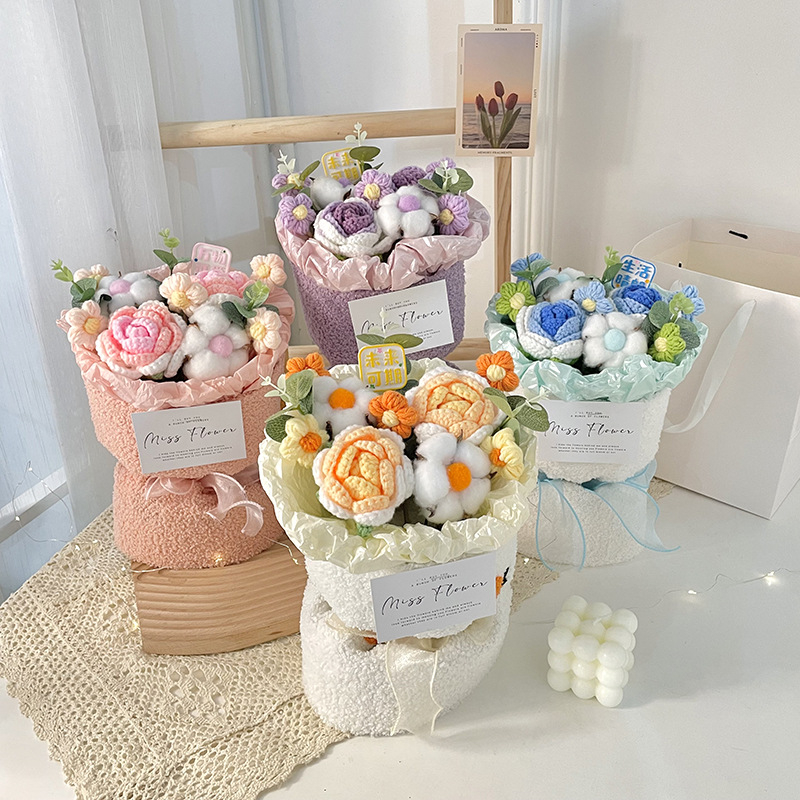 [SG Stock] Cute and Funny Knitted Plush Finished Handheld Flower