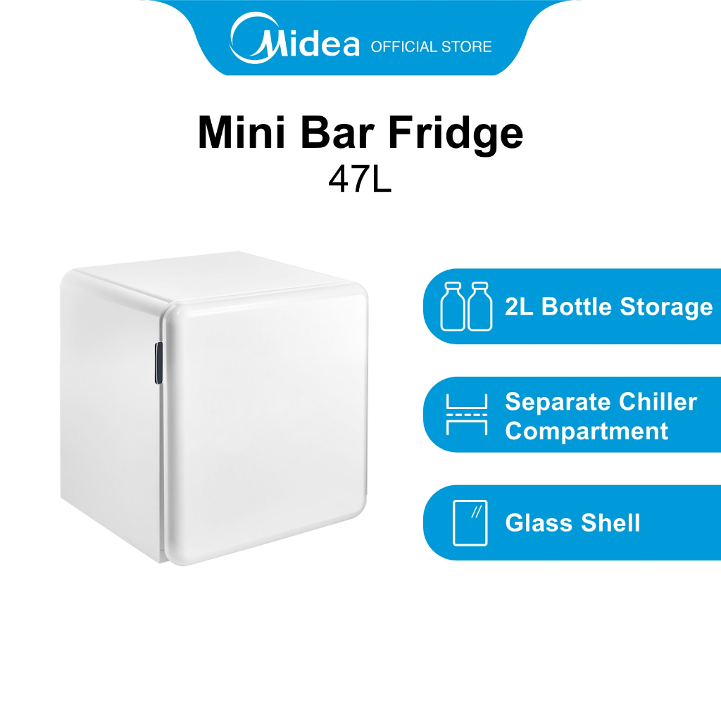 Midea MDRD86FGD01SG White Mini Bar Fridge 47L, Energy Rating 2 Ticks
