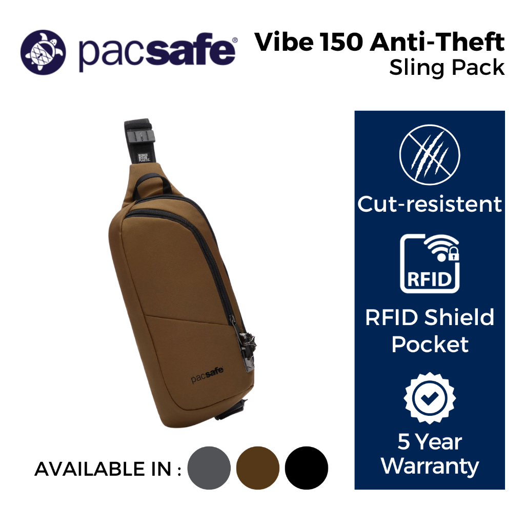 Pacsafe Vibe 150 Anti Theft Sling Pack Jet Black Shopee Singapore