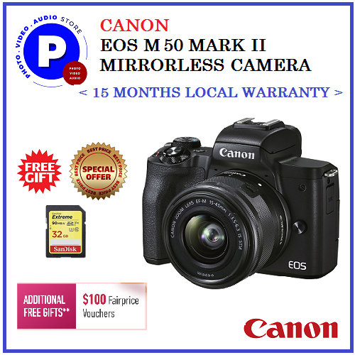 CANON EOS M50 MARK II MIRRORLESS CAMERA (FREE 32GB SD CARD ) Shopee