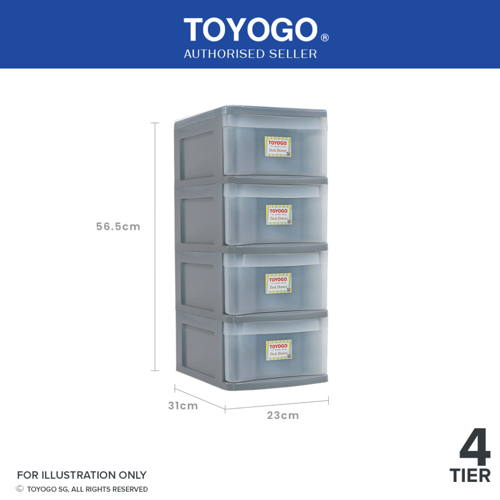 Toyogo 905-4 Plastic Fuji A4 Stationery Drawer (4 Tier) | Shopee Singapore