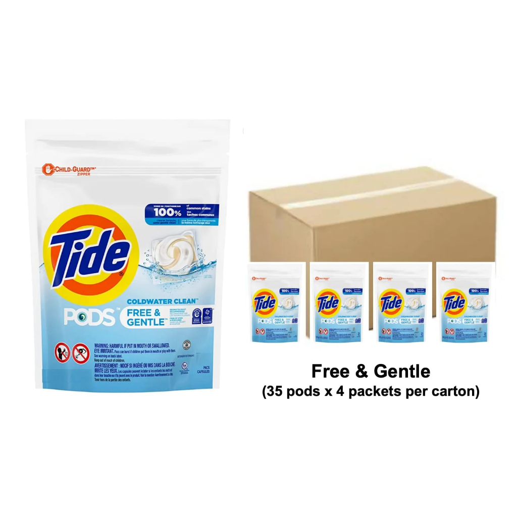Tide Pods Liquid Laundry Detergent Pacs, Free & Gentle, 35 Count, Bundle of 4packs Shopee