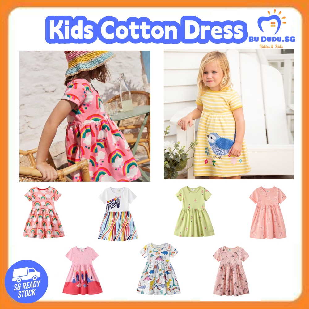SG Wholesale 100 Cotton Kids Dress Baby girl dresses Toddler dress Girls Clothes Unicorn Dinosaur Rainbow Shopee Singapore