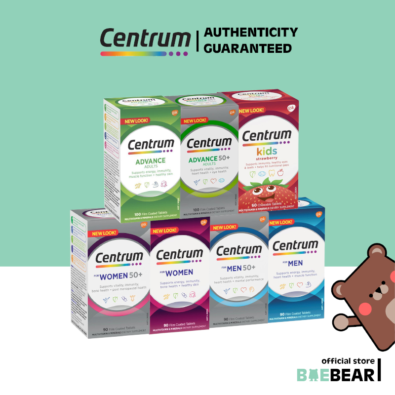 Centrum Multivitamin Men Women Kids Vitamin D3, B Vitamins, Calcium, Zinc and Antioxidant