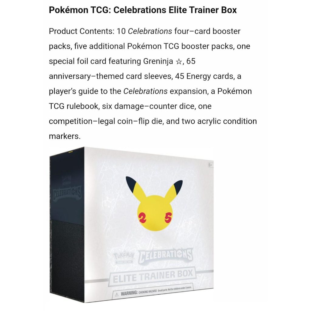 Pokemon 25th Anniversary Celebrations Elite popular Trainer Box Factory Sealed