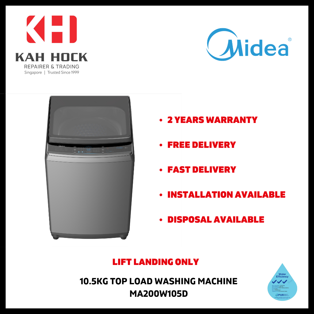 MIDEA MA200W105D 10.5KG TOP LOAD WASHING MACHINE TWO YEARS