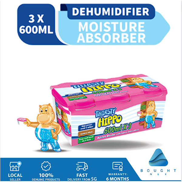 Thirsty Hippo Dehumidifier Moisture Absorber (600ml x3s) Damp Room
