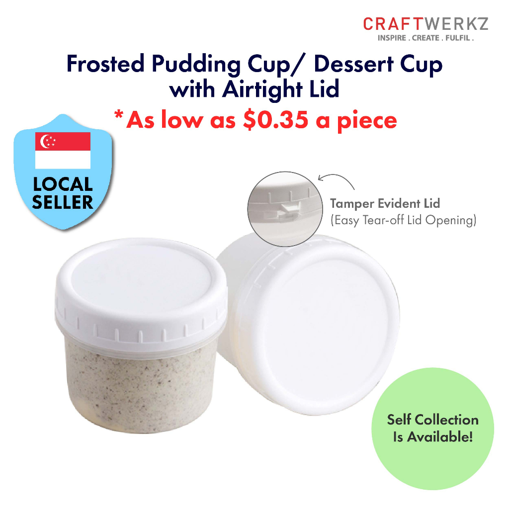 Frosted Pudding Cup/ Dessert Cup with Airtight Lid (SG READY STOCK