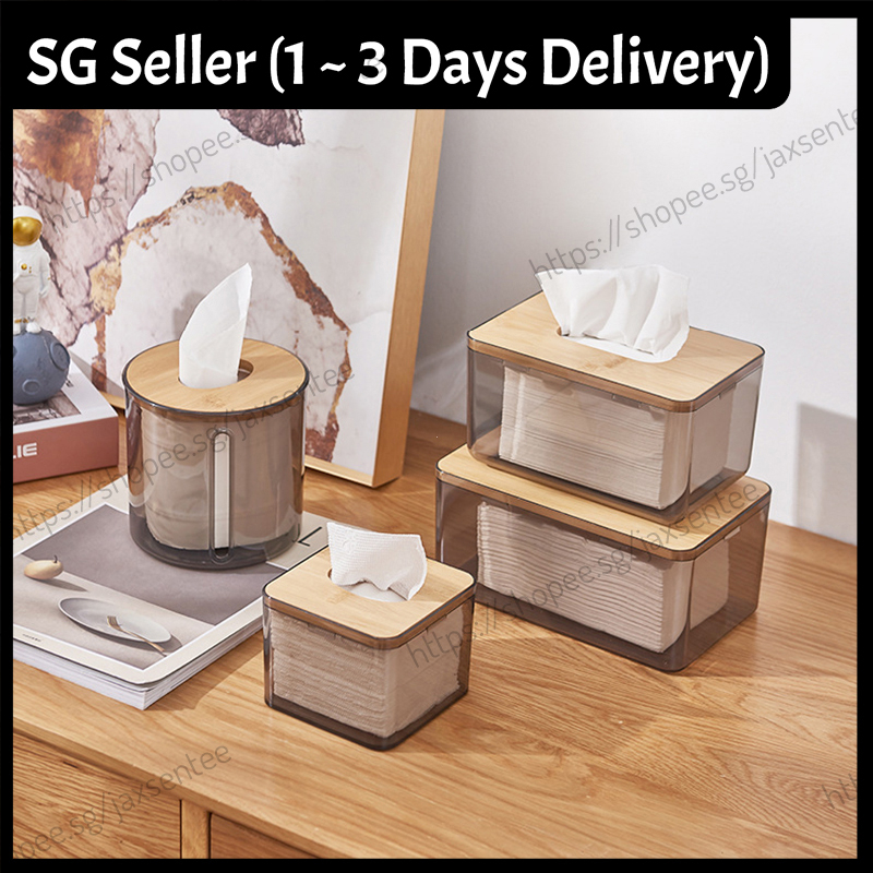 🔥Promotional Price!!🔥Bamboo Transparent Tissue Box Toilet Roll Holder