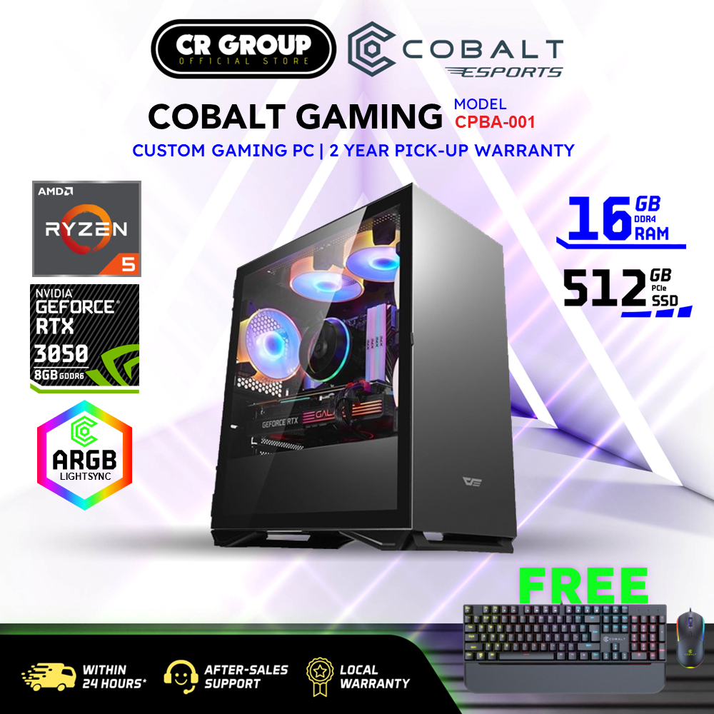 Cobalt Gaming Desktop PC CPBA-001 - AMD Ryzen 5-5500 - RTX3050 8GB GDDR6 - 16GB DDR4 RAM - 512GB SSD (2Yrs Pickup)