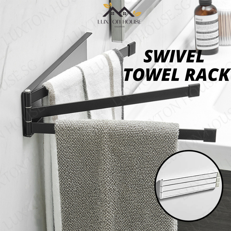 {SG} 180° Rotating Towel Rack Swivel Towel Rail Storage Organizer Space ...
