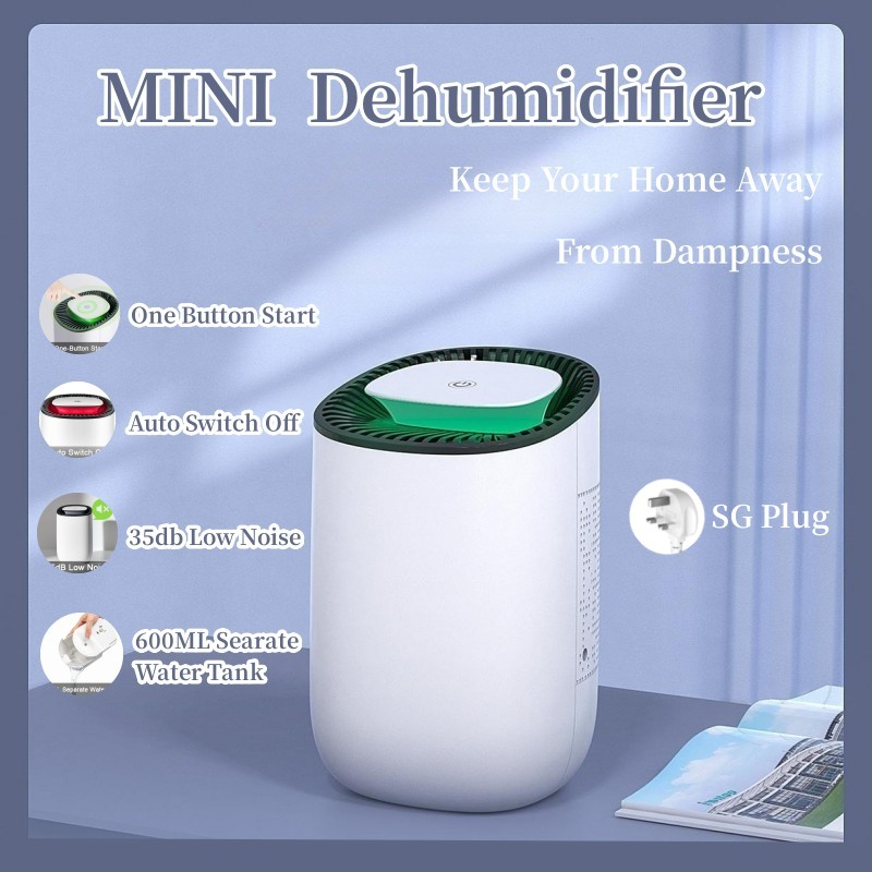 SG Stock Dehumidifier 20oz 600ml Mini Dehumidifier Quiet Portable Bathroom Dehumidifier With