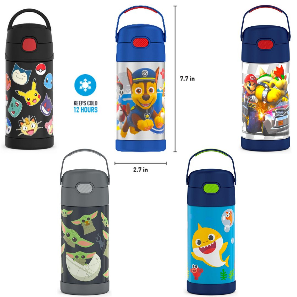  THERMOS FUNTAINER 12 Ounce Stainless Steel Vacuum Insulated  Kids Straw Bottle, Pokemon: Home & Kitchen