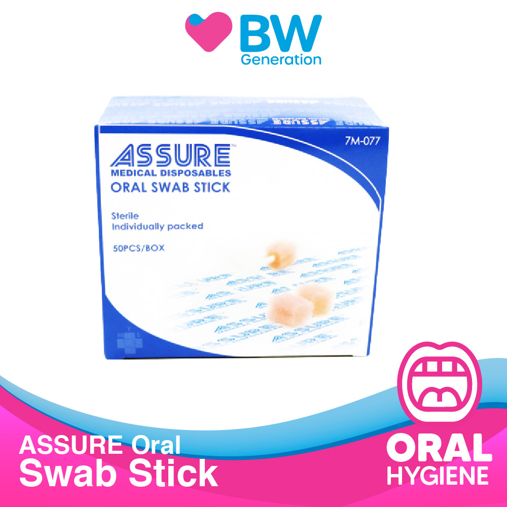 ASSURE Oral Swab Stick with Blush Pink Sponge (50pcs/Box) by BW
