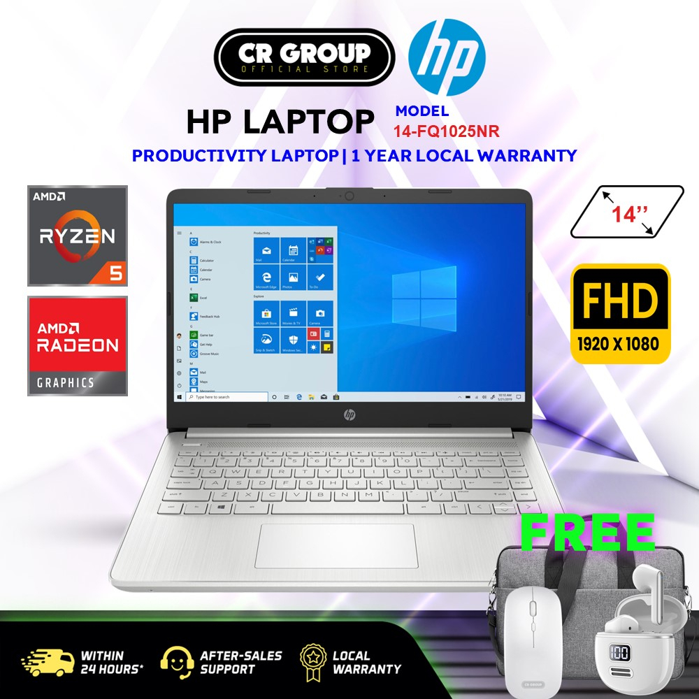 Hp Laptop 14 Fq1025nr Ryzen 5 5500u Amd Radeon Graphics 14 Fhd Ips Display 8gb Ram 9566