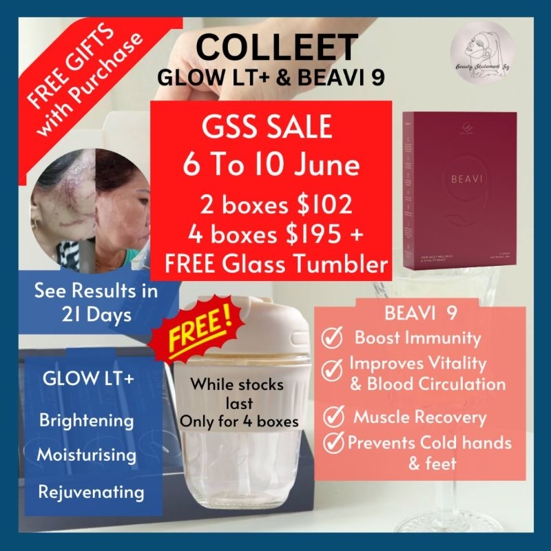 [Authorised Distributor] Colleet Glow LT+ Brightening/Moisturising/Rejuvenating Beauty Skincare Supplement