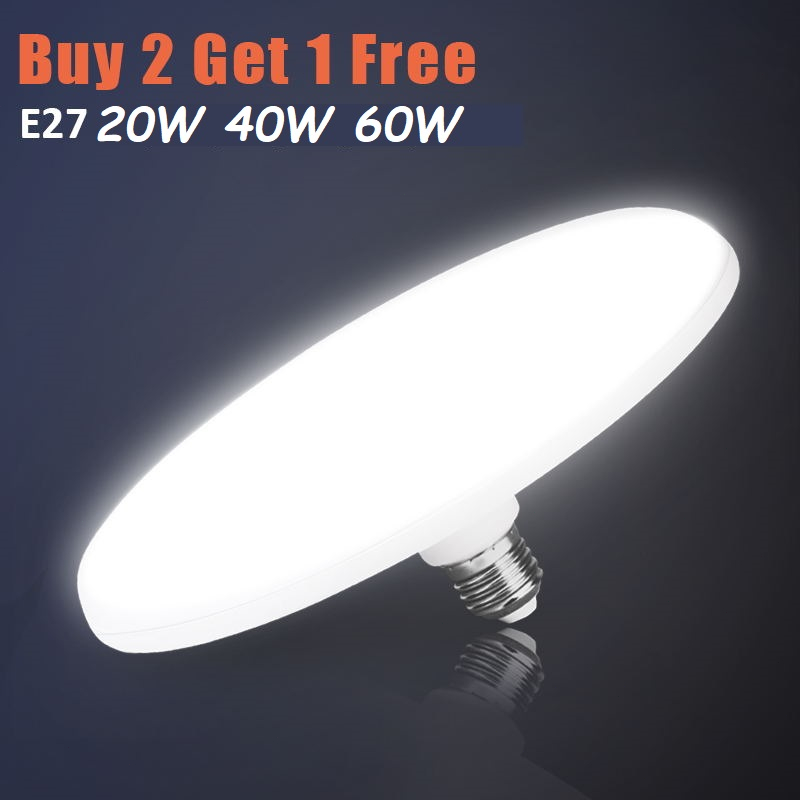 Super Bright LED Bulb E27 Ceiling Light lamp 220v Bulbs 20/40/60W UFO