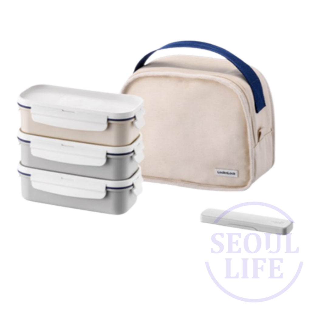 LocknLock New Daily Cotton 2 3 Tier Layer Lunch Box With Chopsticks Korean Lunch Box Set Lock and Lock Lunch Box Lock Lock Lunch Box LunchBox Shopee Singapore