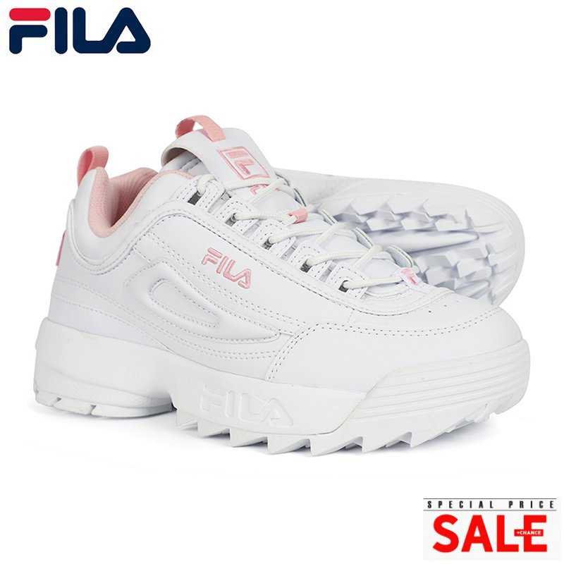 White and pink top fila sneakers